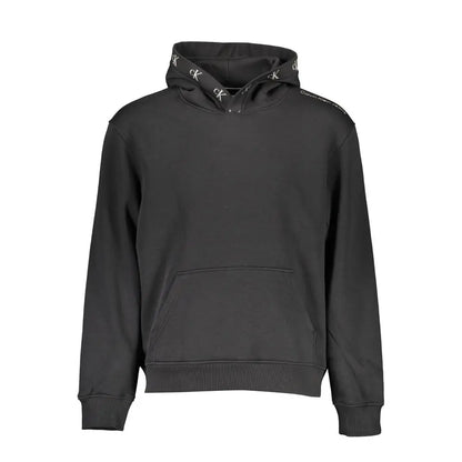 Calvin Klein black cotton hoodie med hvid CK-logo på hætte og ærme