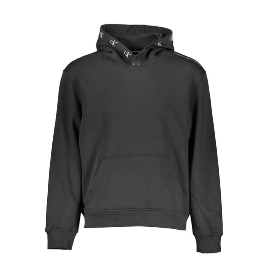 Calvin Klein black cotton hoodie med hvid CK-logo på hætte og ærme