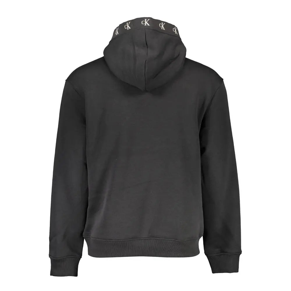 Sort Calvin Klein black cotton hoodie med hvide CK-logoer på hættekanter