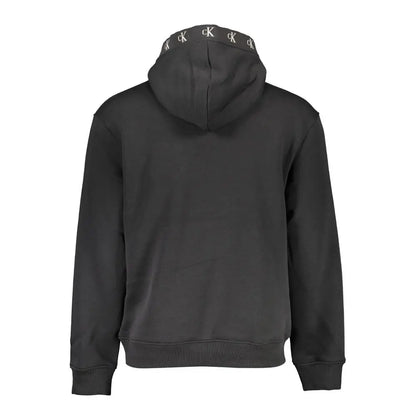 Sort Calvin Klein black cotton hoodie med hvide CK-logoer på hættekanter