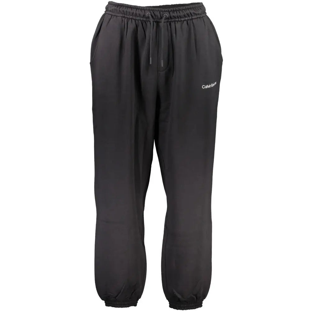 Calvin Klein black cotton joggers med snørestrækning og elastikmanchetter