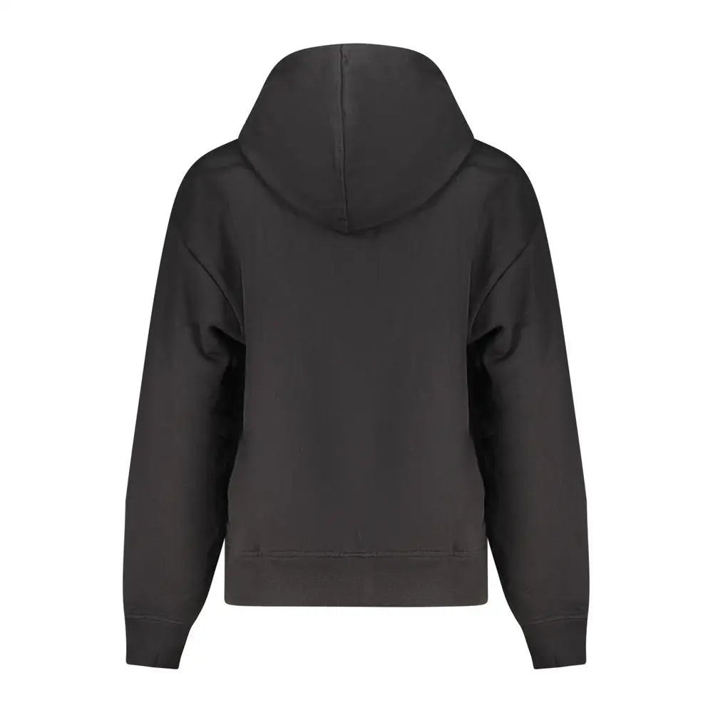 Calvin klein black cotton sweatshirt med løs pasform og ribbete manchetter