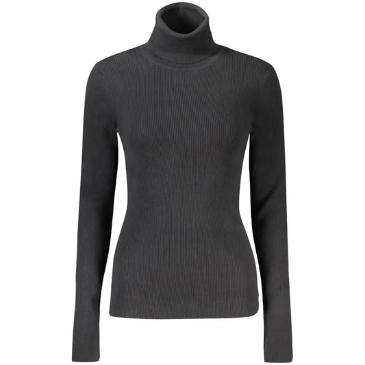 Sleek Calvin Klein sorte bomulds sweater i mørkegrå rib, fitted