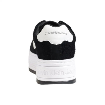 Calvin Klein sorte læder sneakers i sort suede og hvidt læder med chunky sål