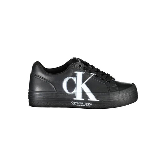 Calvin Klein black leather sneakers med hvidt CK-logo