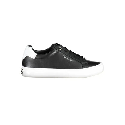 Calvin Klein black leather sneakers with white rubber sole and heel tab