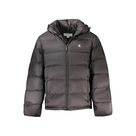 Calvin Klein black polyamide quilted puffer jacket med hætte