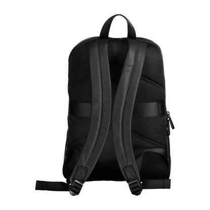 Calvin klein black polyester backpack with mesh design and padded straps