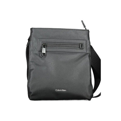 Calvin klein black polyester crossbody bag med tekstureret læder og lynlås