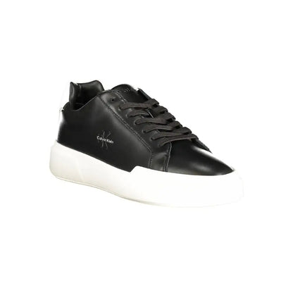Sorte Calvin Klein polyester sneakers i sort læder med hvid gummisål