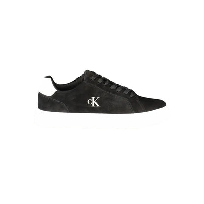 Calvin Klein sorte polyester sneakers i sort semsket med hvidt CK-logo