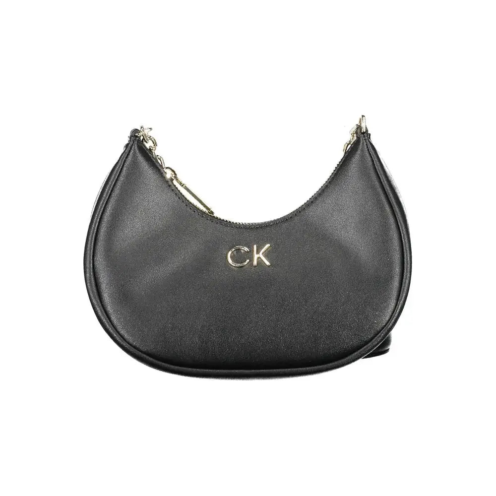 Calvin Klein sort polyester taske i sort med guld-logo