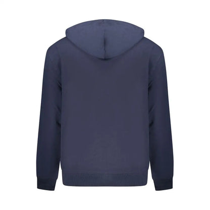 Calvin Klein blå bomuld herresweater med navyblå hætte, ribbende manchetter og kant
