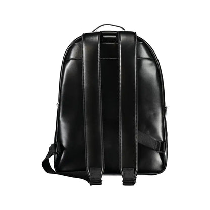 Elegant Calvin Klein black urban backpack with glossy leather finish