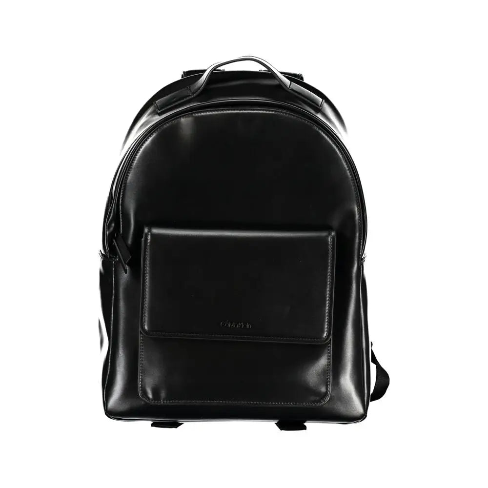 Elegant Calvin Klein black urban backpack with sleek leather design
