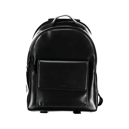 Elegant Calvin Klein black urban backpack with sleek leather design
