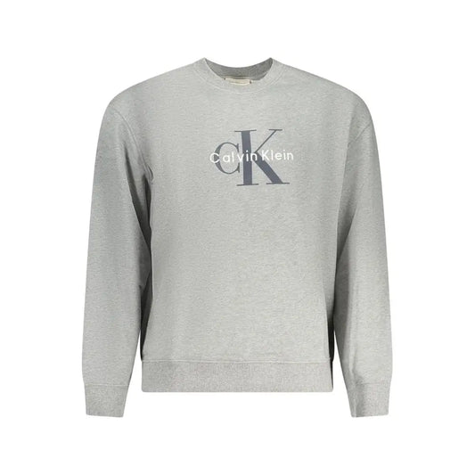 Gråt Calvin Klein bomuldssweatshirt med CK-logo fra outlet mærkevarer