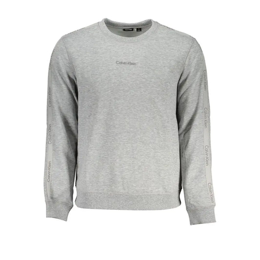 Grå Calvin Klein polyester herresweater med subtil branding, 100% originale brands