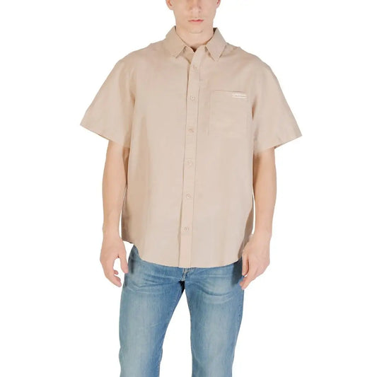 Calvin Klein Jeans Beige Linen Shortsleeve