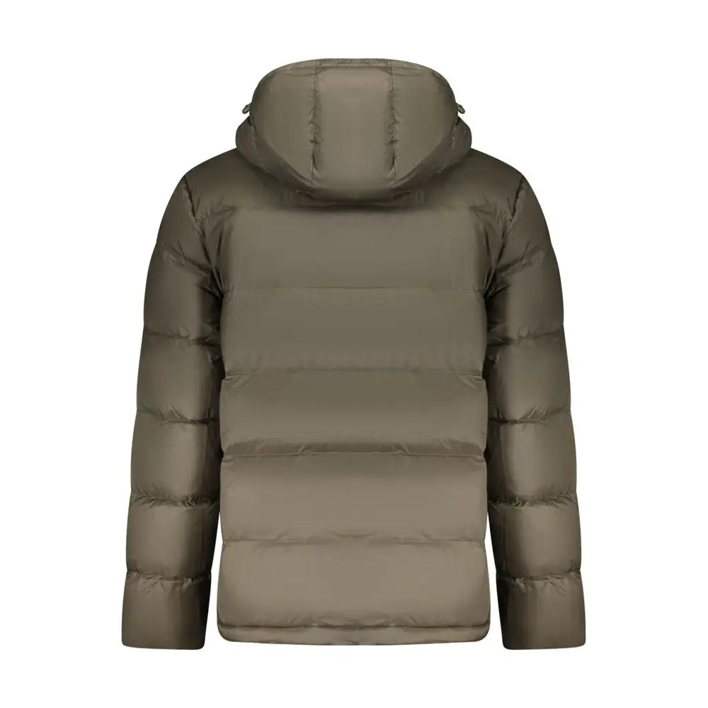 Calvin Klein Marrone Poliammide olive green quilted hooded puffer jacket