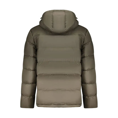 Calvin Klein Marrone Poliammide olive green quilted hooded puffer jacket