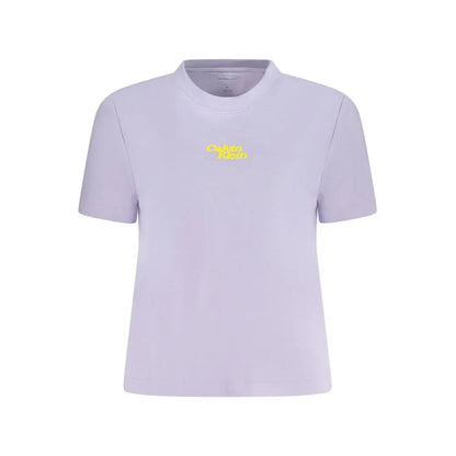 Calvin klein lilla t-shirt med gul logo i bomuld