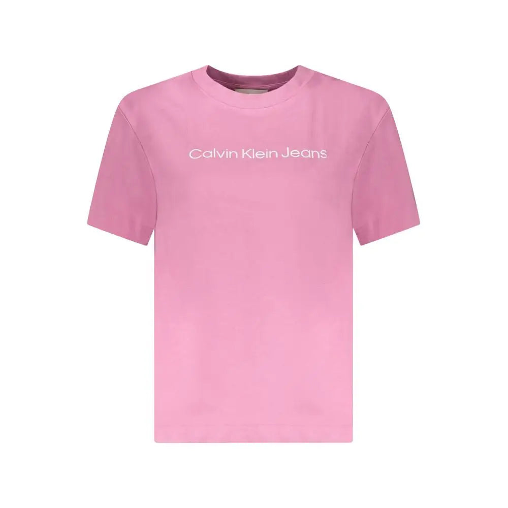 Calvin Klein Rosa bomuld kvinders t-shirt i pink med hvidt logo