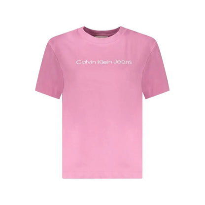 Calvin Klein Rosa bomuld kvinders t-shirt i pink med hvidt logo