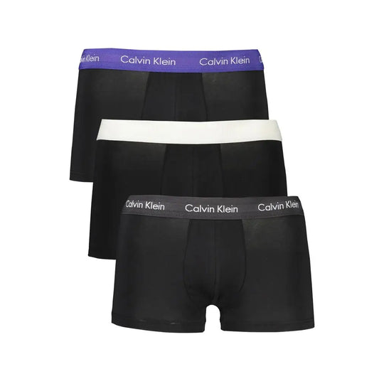 Calvin Klein Sleek tri-pack sorte boxers med sort stof og elastik i lilla, hvid og grå