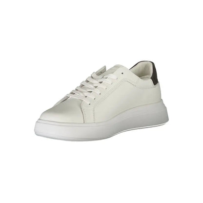 Calvin Klein Sleek White Contrast Lace-Up Sneakers - Sneakers