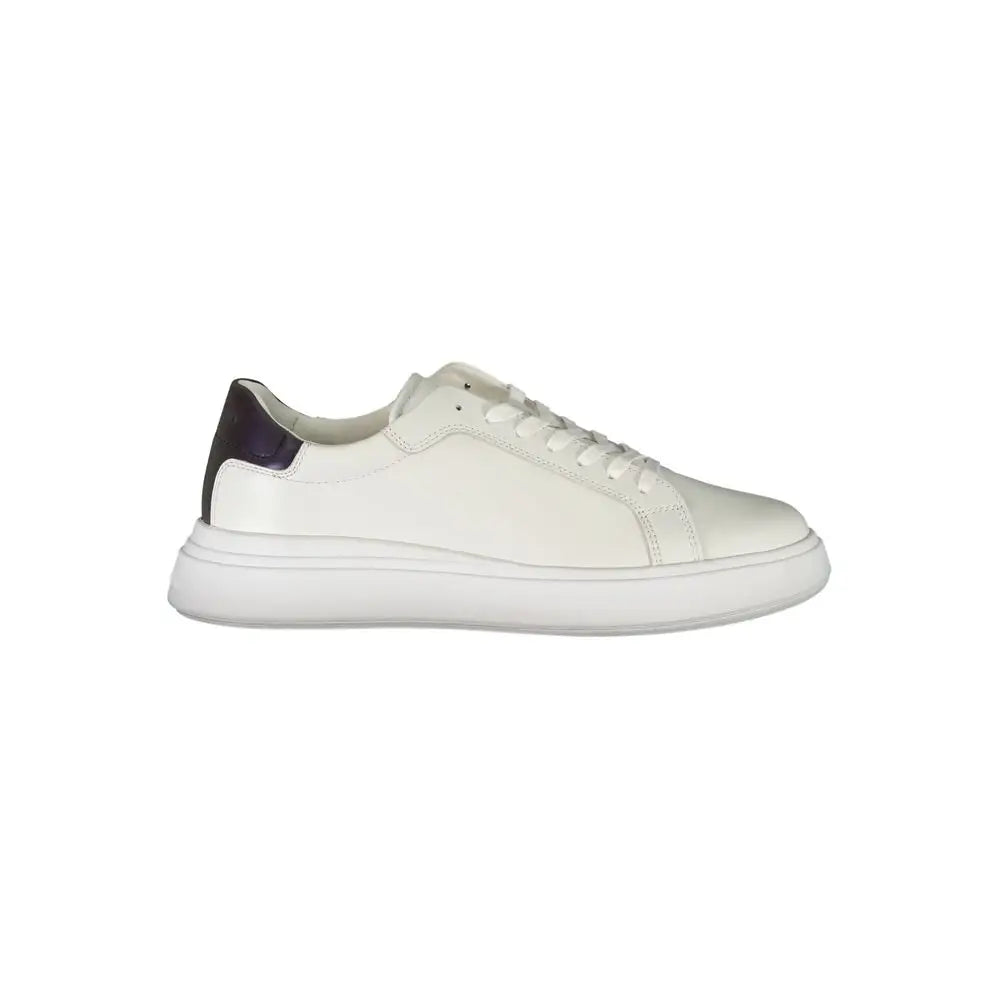Calvin Klein Sleek White Contrast Lace-Up Sneakers - Sneakers
