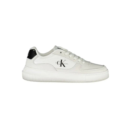 Calvin Klein Sleek White Lace-Up Sneakers with Contrast Details - Sneakers