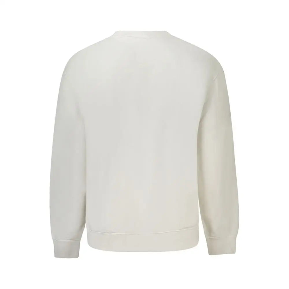 Calvin Klein hvid bomuldstrøje i creme med langærmet crewneck
