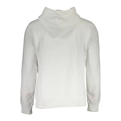Calvin klein white cotton sweater med blød stof og ribbet manchetter