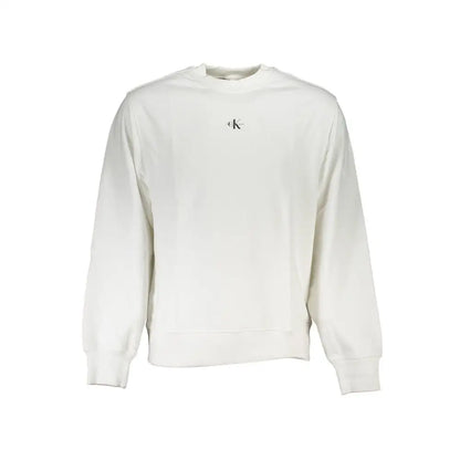 Hvid Calvin Klein bomuldssweater med sort logo, 100% originale brands