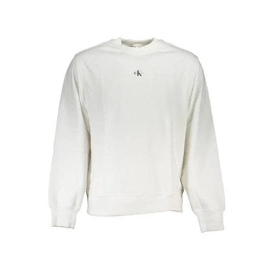 Hvid Calvin Klein bomuldssweater med sort logo, 100% originale brands