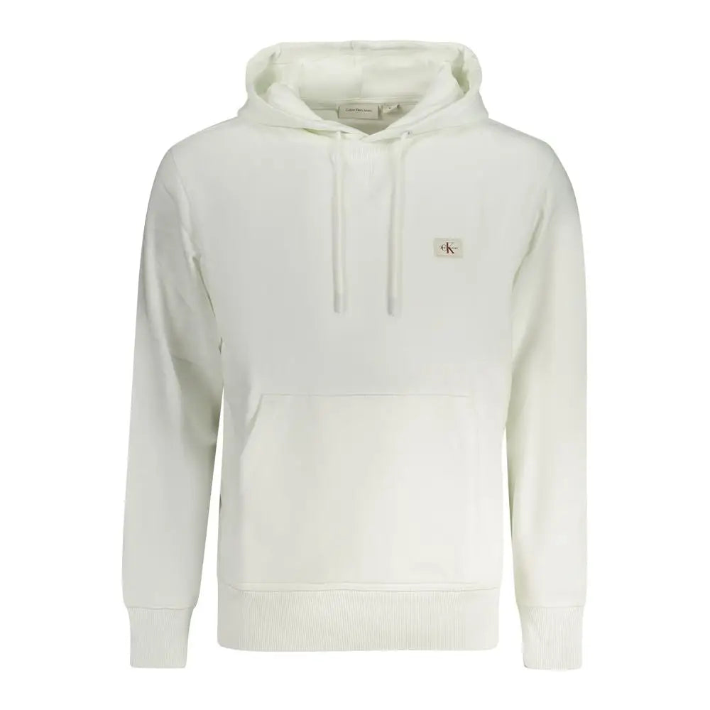 Calvin Klein hvid bomuldssweater i creme med subtil logo
