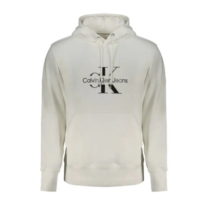 Calvin Klein white cotton hoodie med sort logo