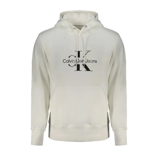 Calvin Klein white cotton hoodie med sort logo
