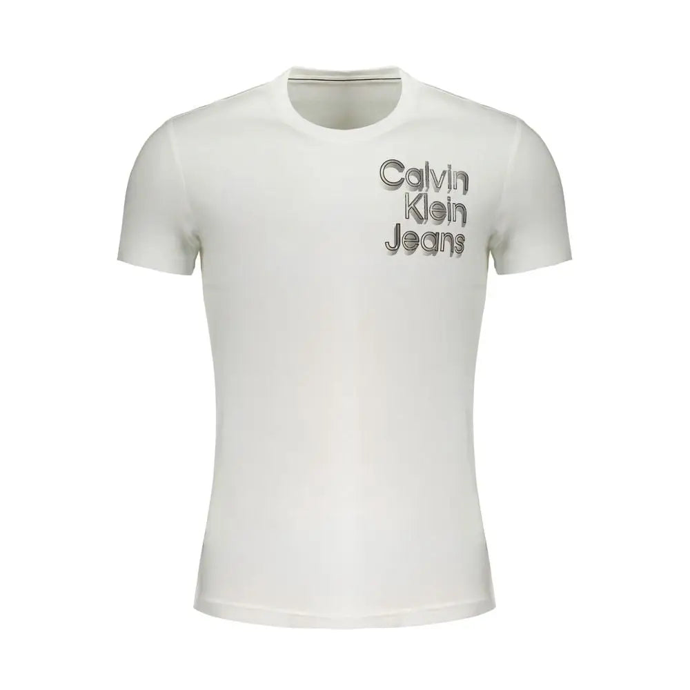 Calvin Klein white cotton t-shirt med sølvfarvet logo