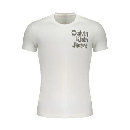 Calvin Klein white cotton t-shirt med sølvfarvet logo