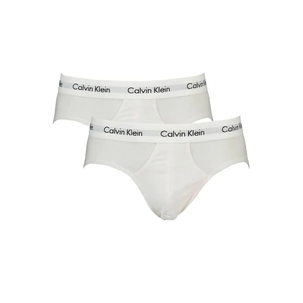 Calvin Klein hvide bomuldsunderbukser med sort logo-trim