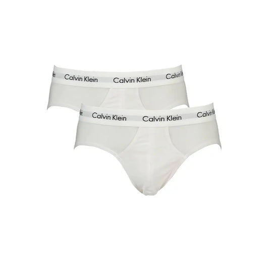 Calvin Klein hvide bomuldsunderbukser med sort logo trim