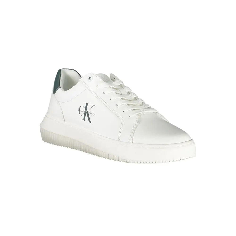 Calvin Klein white leather sneakers with green heel tab