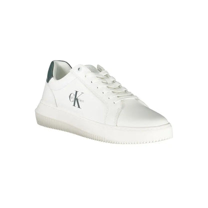 Calvin Klein white leather sneakers with green heel tab