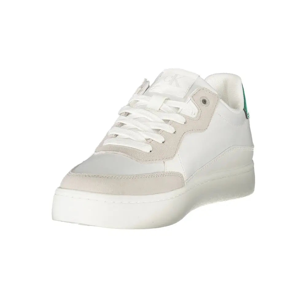 Calvin Klein white leather mænds sneakers med grønt hælmærke