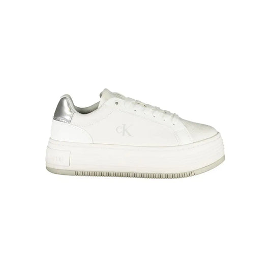 Calvin Klein white leather sneakers with silver heel tab