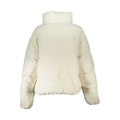 Calvin Klein white polyamide puffer jacket med høj krave og quiltet design