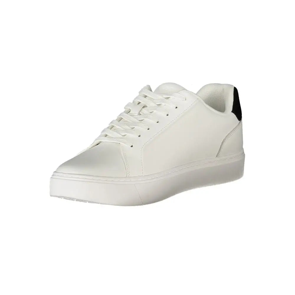 Calvin Klein white polyester sneakers with black heel tab