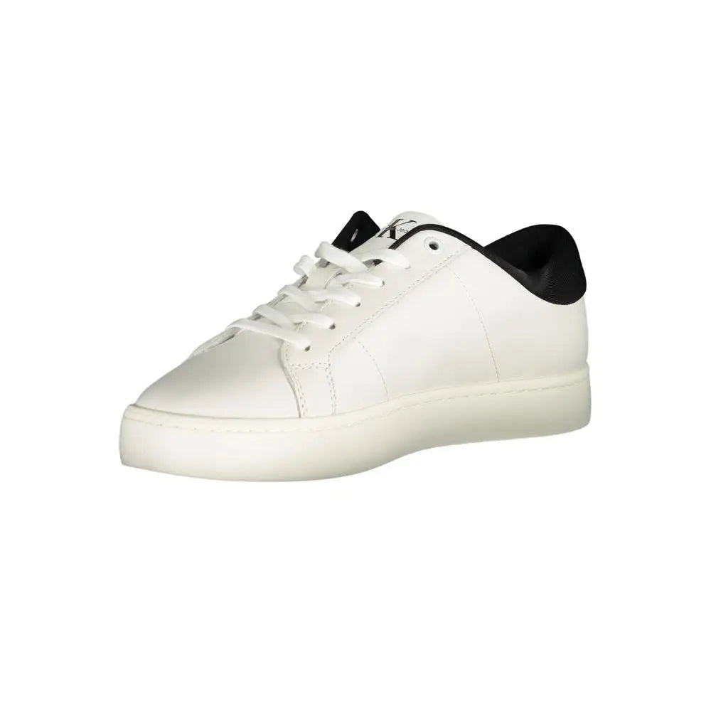 Calvin Klein hvide polyester sneakers i hvid læder med sorte accenter